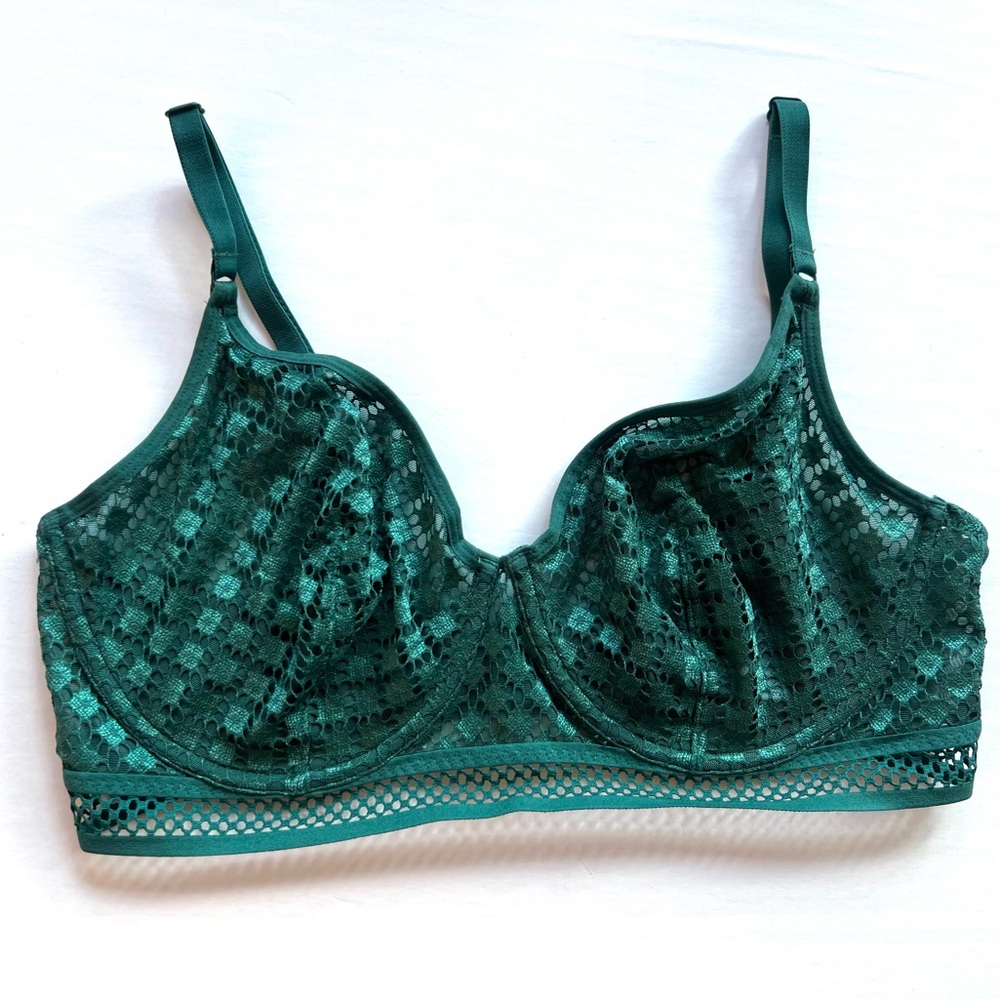 Adore Me green l Lace Lingerie bra 36 DDD new